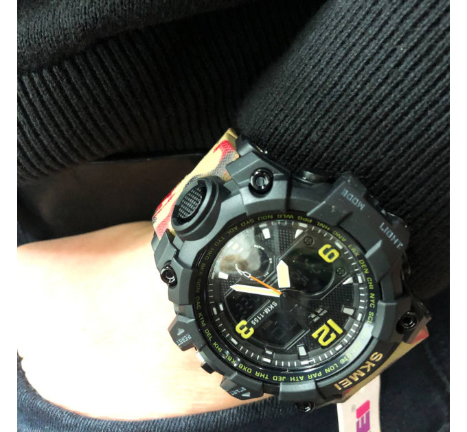 Часы наручные мужские SKMEI 1155BAG RED CAMO, брендовые мужские часы. Цвет: красный камуфляж