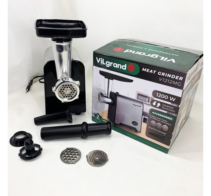 Мясорубка электрическая с нержавейки VILGRAND V1212MG стальная 1200 Вт