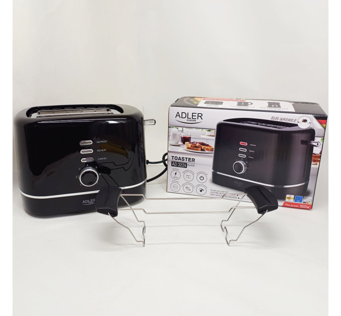 Тостер Adler AD 3224 7 рівнів обсмажування решітка для булочок 850Вт Black