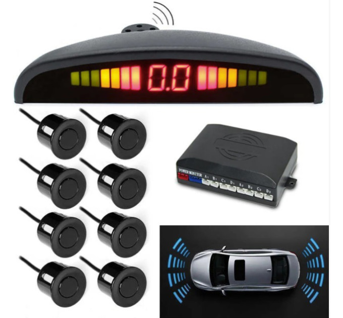 Парктронік (паркувальний радар) Assistant Parking Sensor, 8 чорних датчиків