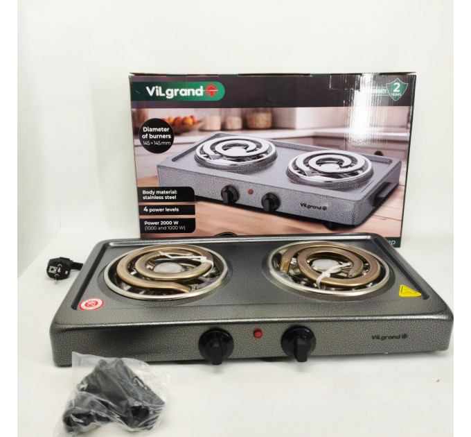 Электроплита Vilgrand VHP162D GRAY 2000Вт