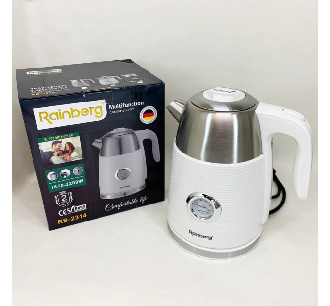 Чайник електричний з датчиком температури Rainberg RB-2314 2200Вт 1.7л White