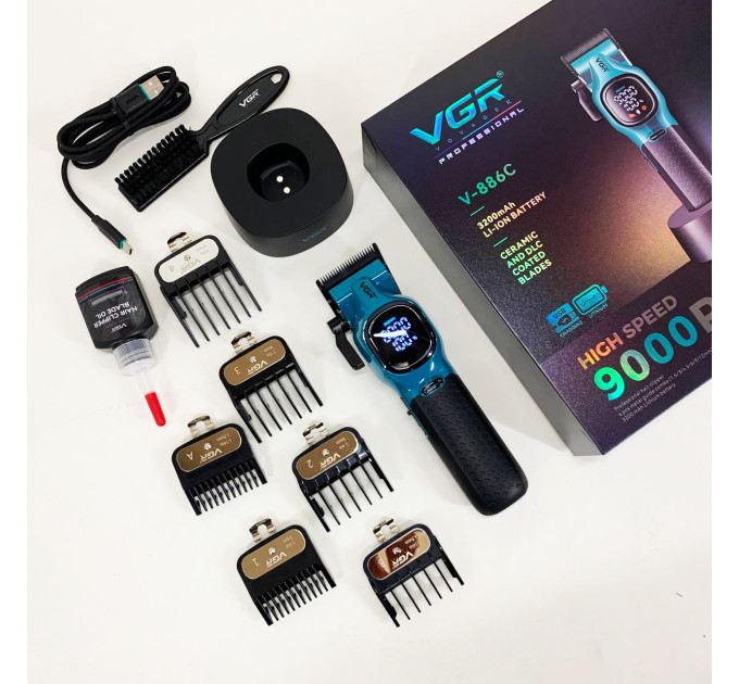 Машинка для стрижки акумуляторна VGR V-886C BLUE