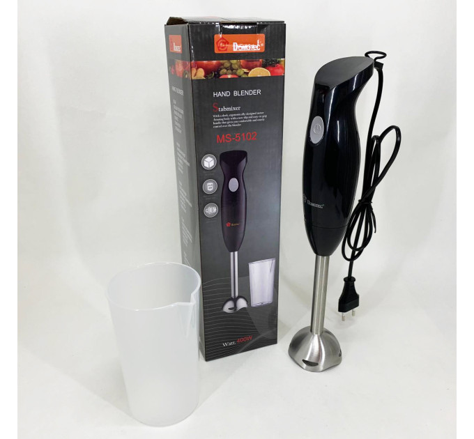 Блендер погружной ручной с чашей DOMOTEC MS-5102 400 W, Красивый погружной блендер для дома