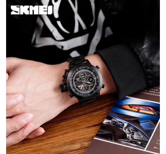 Часы наручные мужские SKMEI 1515BK BLACK, часы наручные электронные тактические. Цвет: черный