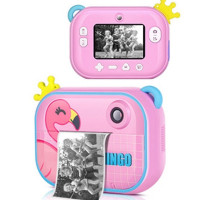Детский фотоаппарат мгновенной печати YT008 PINK FLAMINGO с поддержкой microSD