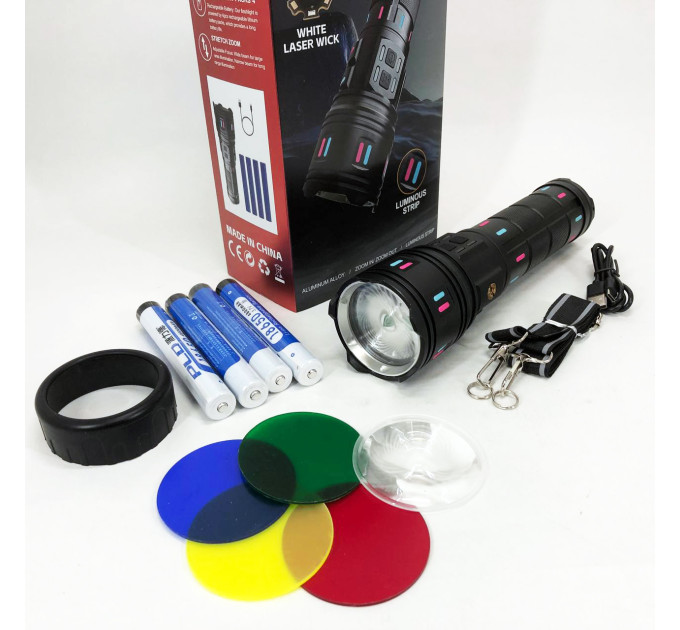 Ліхтар AK177-WHITE LASER LED PM60-TG, Топ-ліхтарик ліхтарик світлодіодний акумуляторний портативний