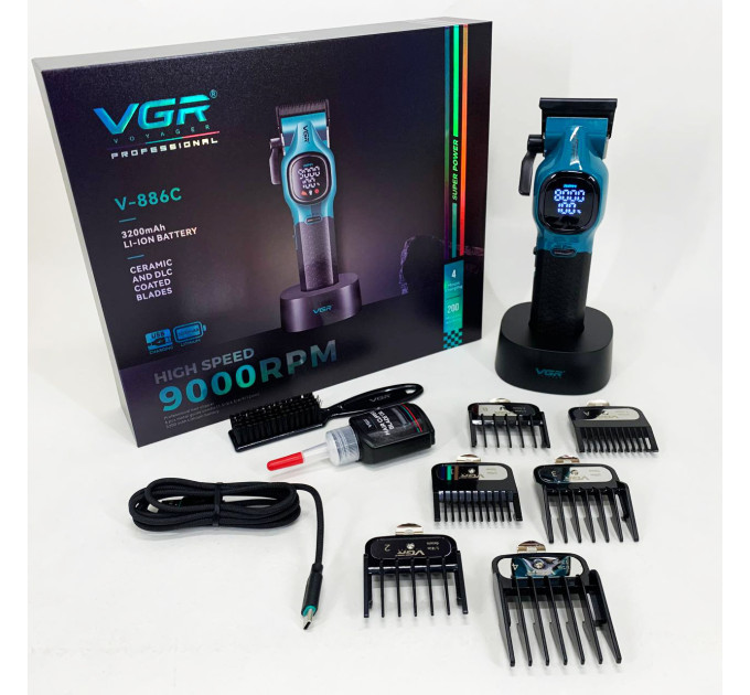 Машинка для стрижки акумуляторна VGR V-886C BLUE