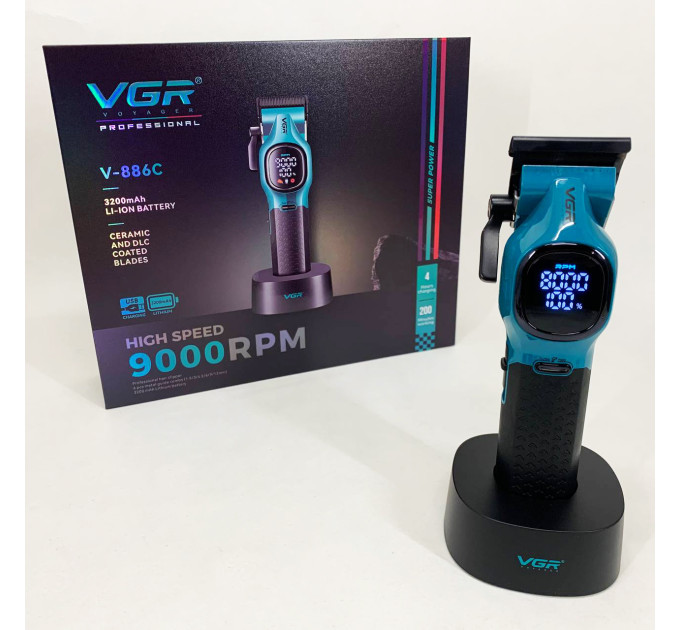 Машинка для стрижки акумуляторна VGR V-886C BLUE