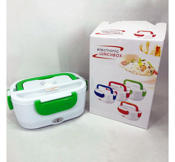 Ланч бокс электрический с подогревом Lunch Heater 220 V Pro, Термос для еды для детей. Цвет: зеленый