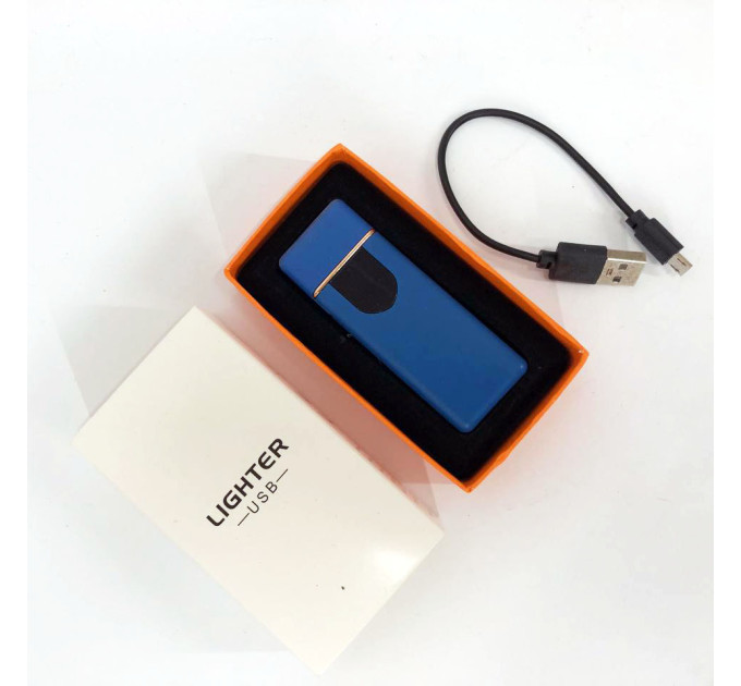Електрозапальничка USB ZGP ABS, сенсорна електрична запальничка спіральна. Колір: синій