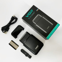 Аккумуляторная мужская мини электробритва VGR V-390 для бритья бороды и усов шейвер Black