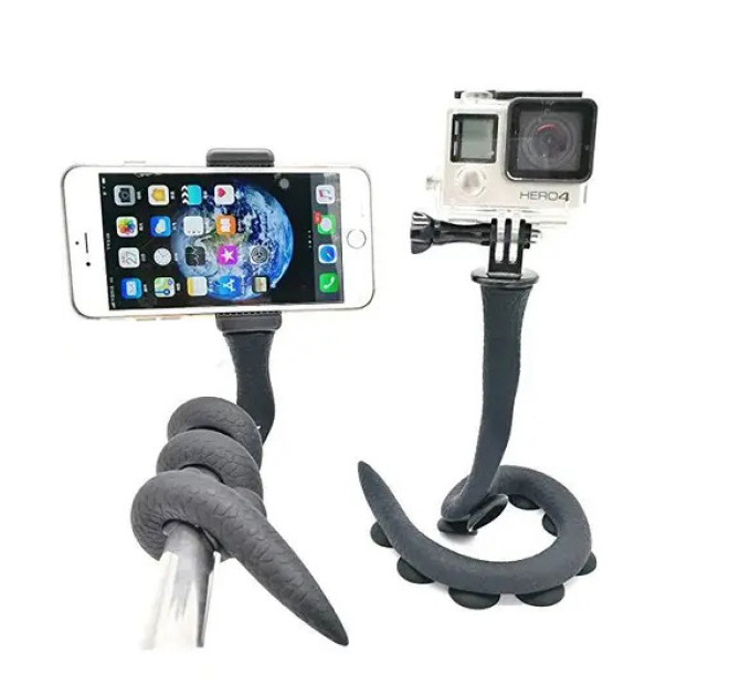 Гибкий держатель для телефона с присосками универсальный Cute Worm Lazy Holder. Цвет: черный