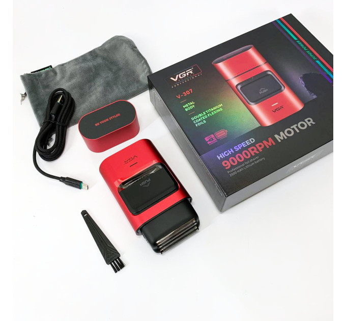 Электробритва-шейвер для бороды и лица VGR V-307 RED металлический корпус