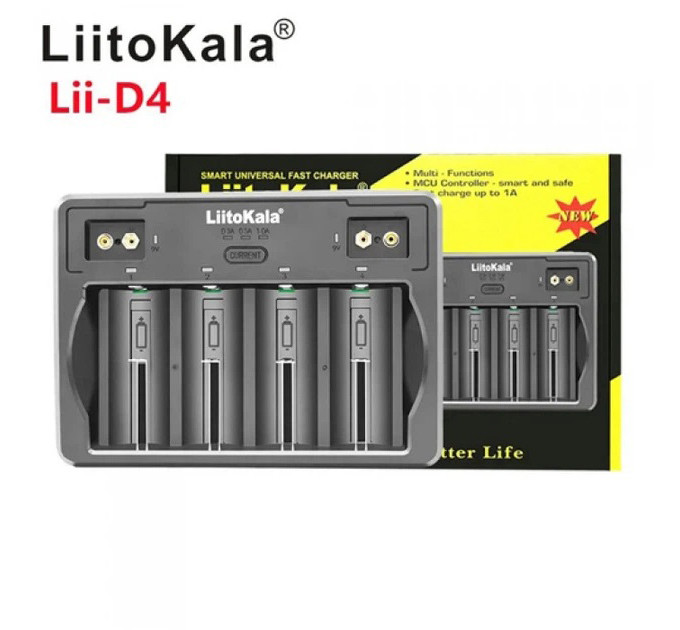 Універсальний зарядний пристрій Liitokala Lii-D4 на 4 канали (Li-ion, NiMH + NiCD + крона) Type-C