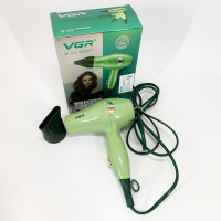 Фен для волосся дорожній VGR V-432 GREEN, з концентратором 1000 Вт, іонізація та 2 режими. Колір: зелений