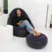Надувное кресло с пуфом для отдыха AIR SOFA велюровое Purple