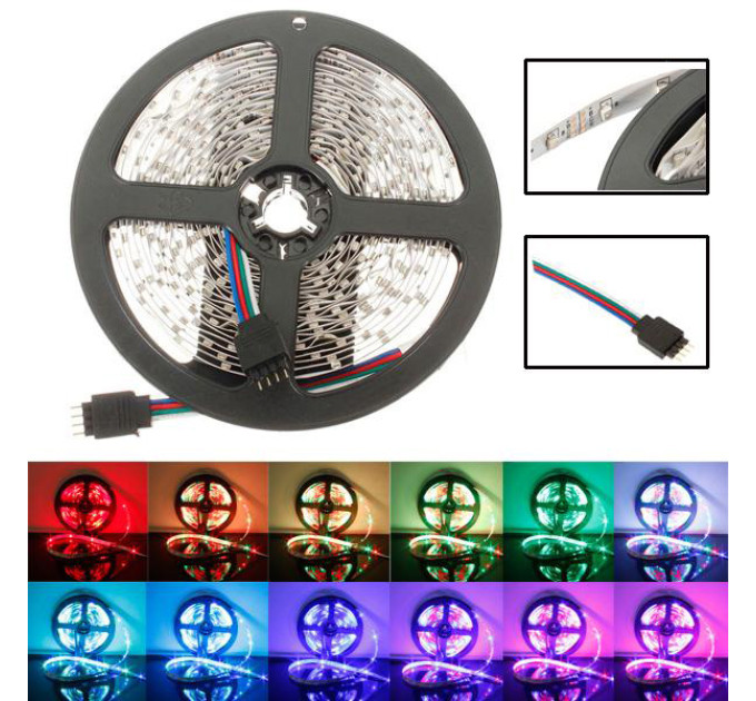 Світлодіодна стрічка SMD 5050 RGB LED 5 м IP65 з bluetooth контролем. підключення 220V