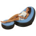 Надувное кресло с пуфом для отдыха AIR SOFA велюровое Blue