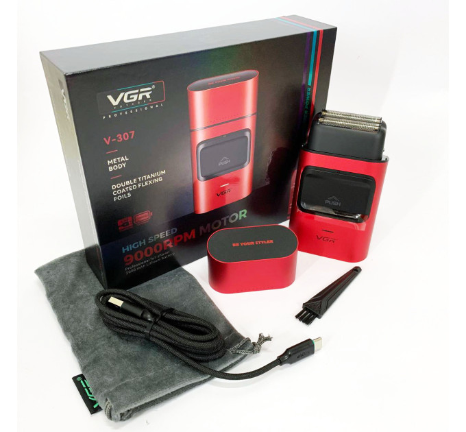 Электробритва-шейвер для бороды и лица VGR V-307 RED металлический корпус