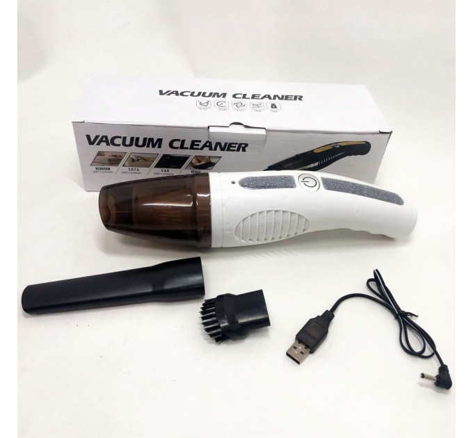 Пылесос автомобильный Car Vacuum Cleaner HY05 на АККУМУЛЯТОРЕ. Цвет: белый
