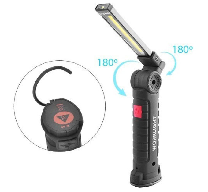 Світлодіодний ліхтар кемпінг W52 SMD + COB, червоний + білий, магніт, гачок, кемпінговий складний ліхтар