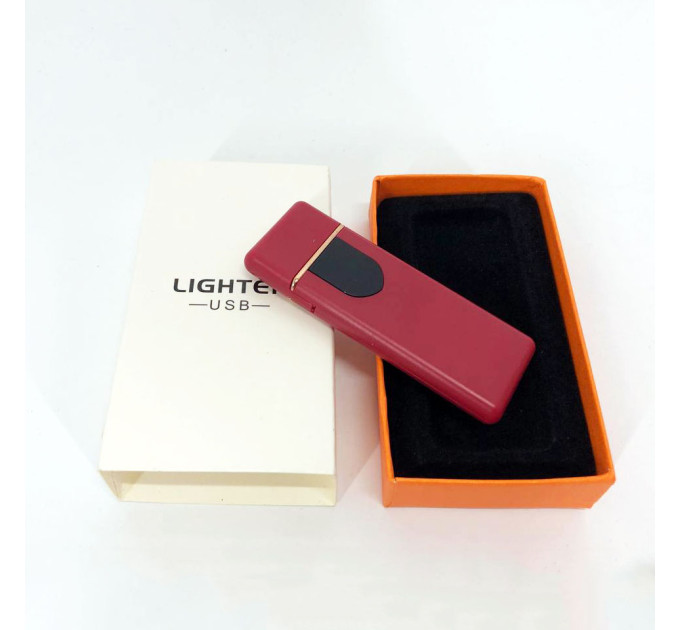 Електрозапальничка USB ZGP ABS, сенсорна електрична запальничка спіральна. Колір: червоний
