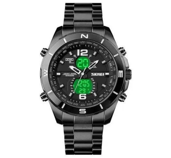 Часы наручные мужские SKMEI 1670BKWT BLACK-WHITE, Армейские часы противоударное