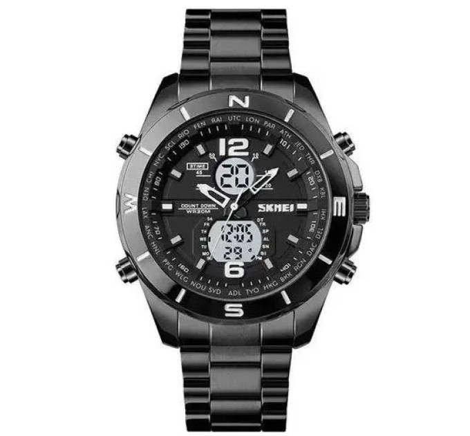 Часы наручные мужские SKMEI 1670BKWT BLACK-WHITE, Армейские часы противоударное