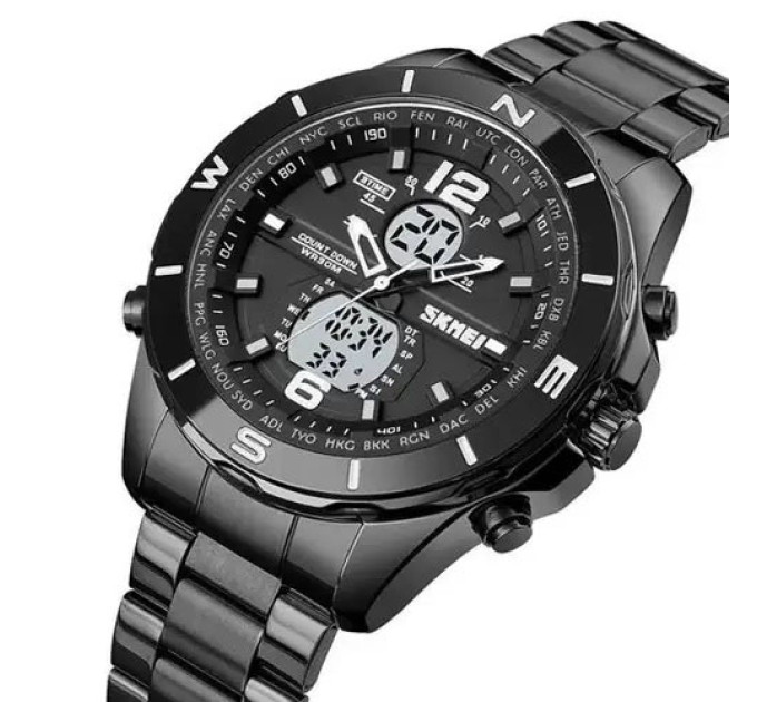 Часы наручные мужские SKMEI 1670BKWT BLACK-WHITE, Армейские часы противоударное