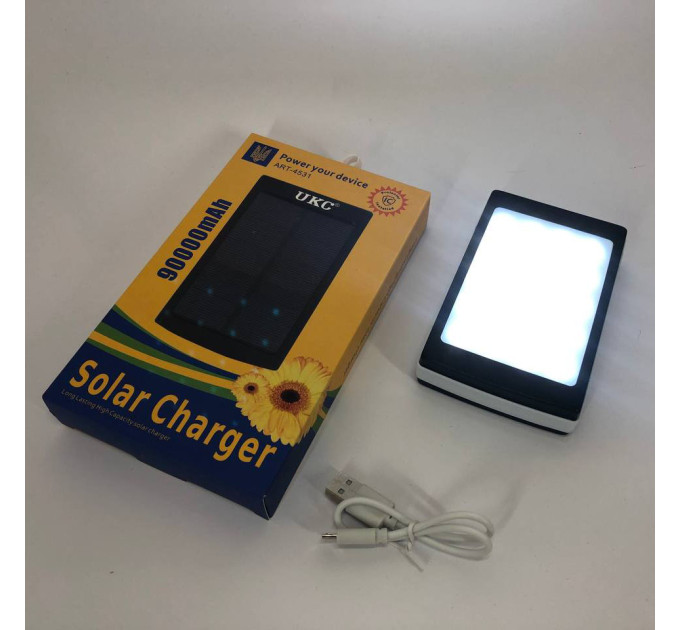 УМБ Power Bank Solar 90000 mAh мобільне зарядне з сонячною панеллю та лампою, Power Bank Charger Батарея