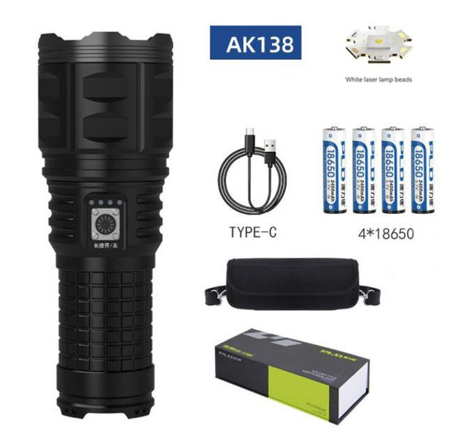 Ручной фонарь Police AK138 WHITE LASER LED PM60-TG с зарядкой USB, работающий от 4х18650 аккумуляторов