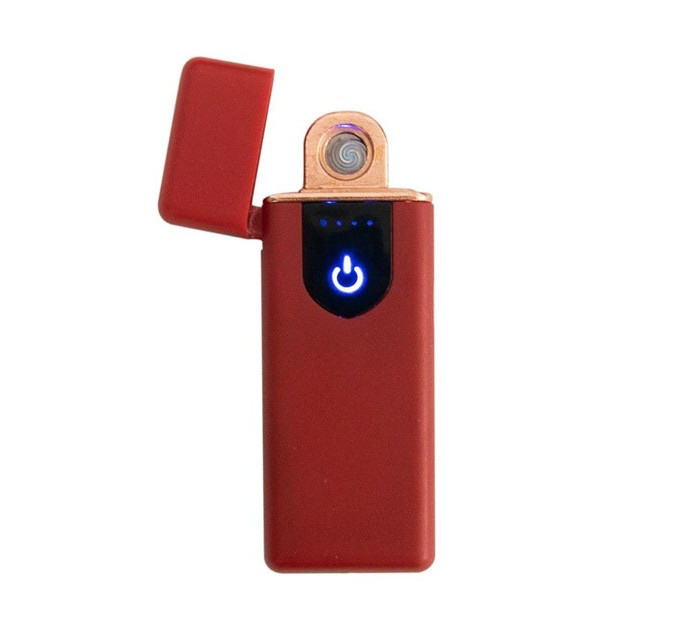 Електрозапальничка USB ZGP ABS, сенсорна електрична запальничка спіральна. Колір: червоний