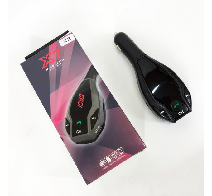 Автомобильный трансмиттер FM MOD. X7 BT модулятор Bluetooth Золотой, ФМ модулятор в машину. Цвет: черный