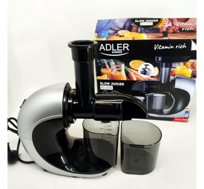 Соковитискач шнековий для цитрусових фруктів та овочів Adler AD 4130 домашній електричний на 150Вт