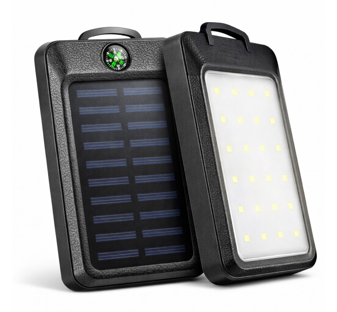 УМБ Power Bank Solar 18000 mAh мобільне зарядне з сонячною панеллю та лампою, Power Bank Charger Black
