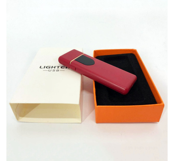 Електрозапальничка USB ZGP ABS, сенсорна електрична запальничка спіральна. Колір: червоний