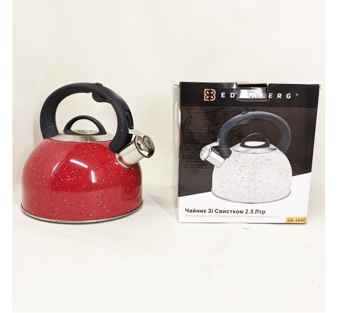 Чайник із свистком Edenberg EB-1440 з мармуровим покриттям 2.5л Red