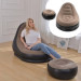 Надувне крісло з пуфом для відпочинку AIR SOFA велюрове Brown