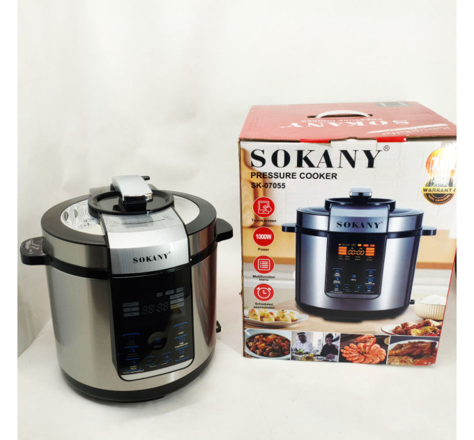 Мультиварка-скороварка-пароварка Sokany SK-07055 7л 3 в 1 Електрична з таймером 1000Вт