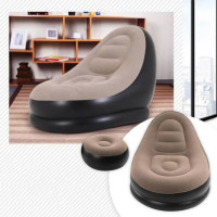 Надувне крісло з пуфом для відпочинку AIR SOFA велюрове Brown