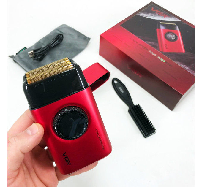 Электробритва VGR V-377 RED шейвер, Электрическая аккумуляторная бритва для бритья, шейвер мужской