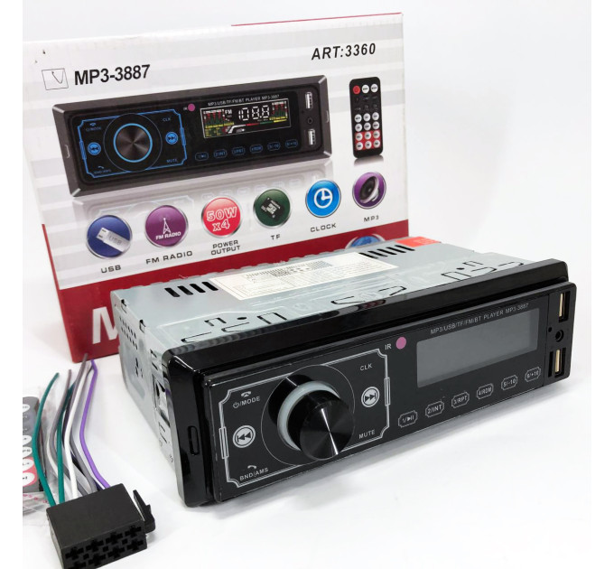 Автомагнитола MP3 3887 ISO 1DIN сенсорный дисплей LED/LCD, Автомобильная магнитола 1din штатная