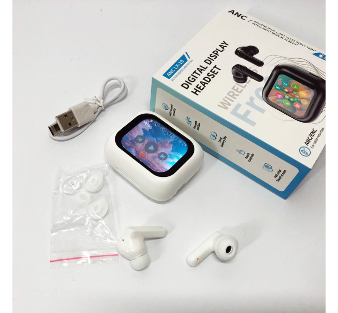 Наушники беспроводные LX-10 TWS Earbuds с LED дисплеем, Блютуз гарнитуры, Вакуумные наушники. Цвет: белый