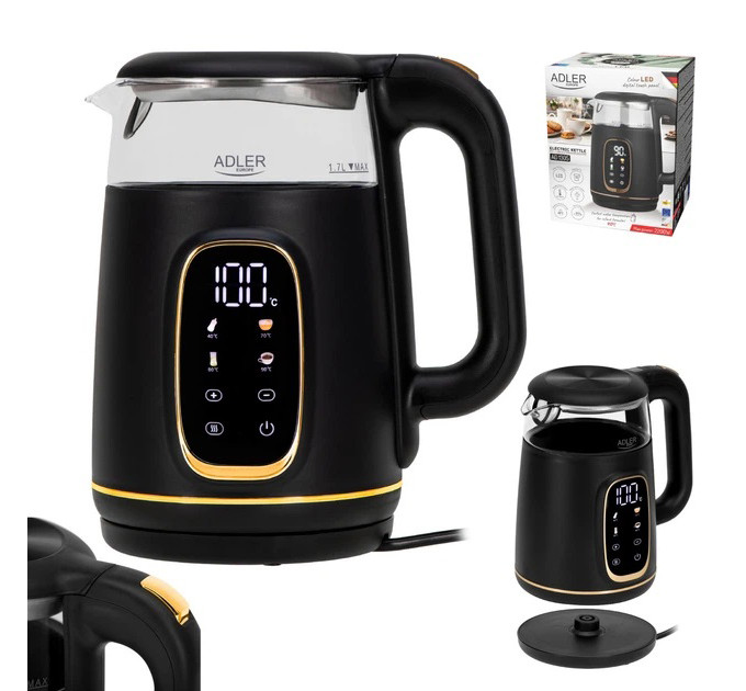 Чайник Adler AD 1305 з регулюванням температури 1.7Л 2200Вт Black Gold