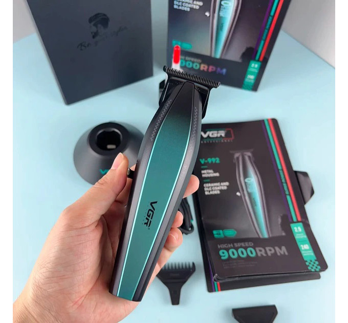 Машинка для стрижки волосся з потужним мотором XPRO VGR V-992 GREEN з насадками 1-2-3 мм
