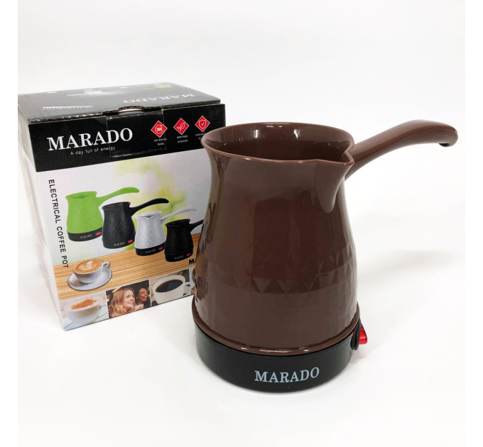 Электрическая турка для кофе Marado MA-1625, Бытовая турка, Бюджетная турка. Цвет: коричневый