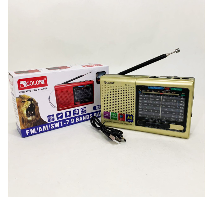 Портативная колонка радио MP3 USB Golon RX-6622. Цвет: золотой