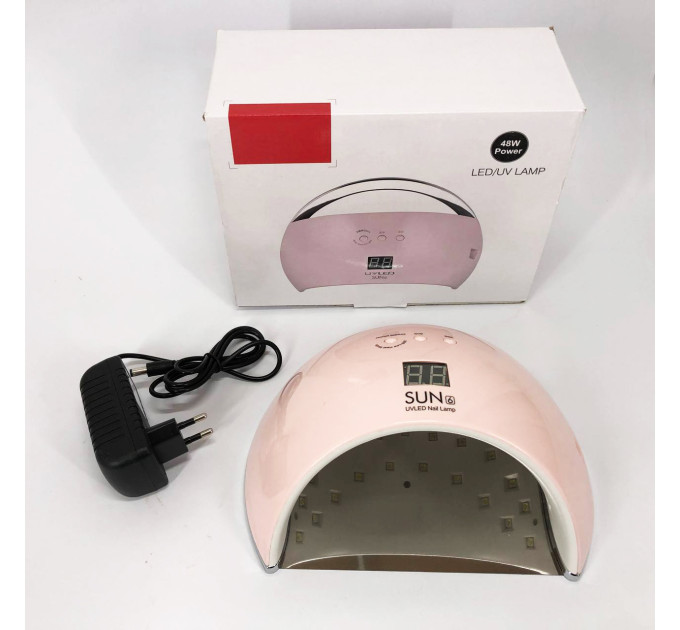 Ультрафиолетовая лампа для Маникюра UV LAMP Sun 6, Светодиодная сушилка для гель лака. Цвет: розовый