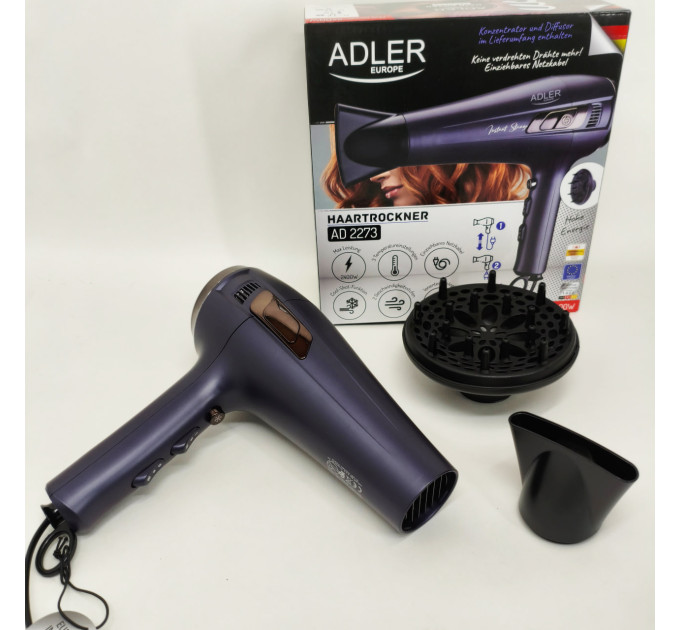 Фен з втягуючим шнуром Adler AD 2273 2400Вт
